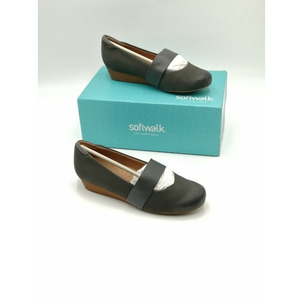 Softwalk Winona Mary Jane Comfort Wedge Shoes Gray Women’s US 6.5W New $120